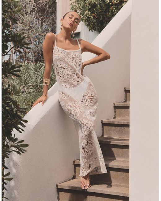 4th & Reckless Natural X Luana Barron Agnes Crochet Maxi Beach Dress