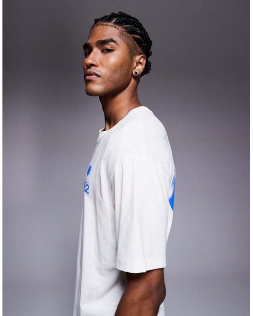 T-Shirt Oversize Crema Con Stampa "Soul" Sul Retro di ADPT in Blue da Uomo