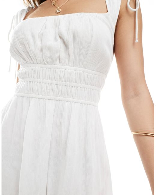Stradivarius White Ruffle Swing Dress