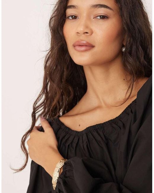 Glamorous Black Bardot Swing Top