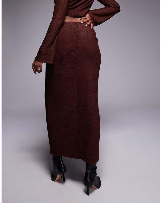 ASOS Purple Co-Ord Brushed Rib Column Maxi Skirt