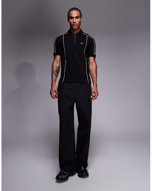 ARMANI EXCHANGE Black Polo Shirt With Contrast Logo for men