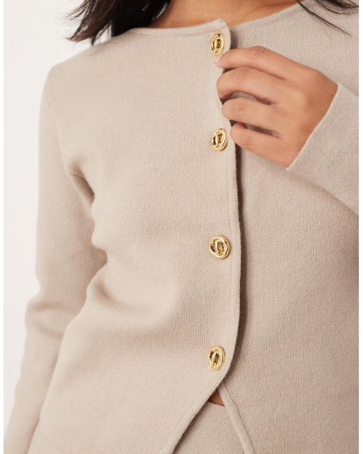 Vila Natural Structured Knit Cardigan Co-ord