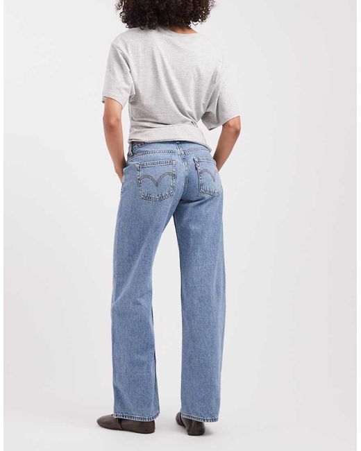 Jeans Ampi A Vita Super Bassa Slavato di Levi's in Blue