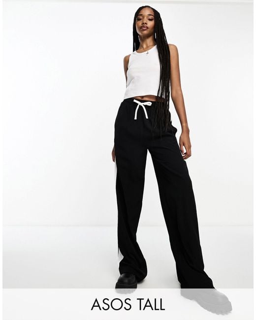 ASOS Black Asos Design Tall Pull On Pants With Contrast Panel