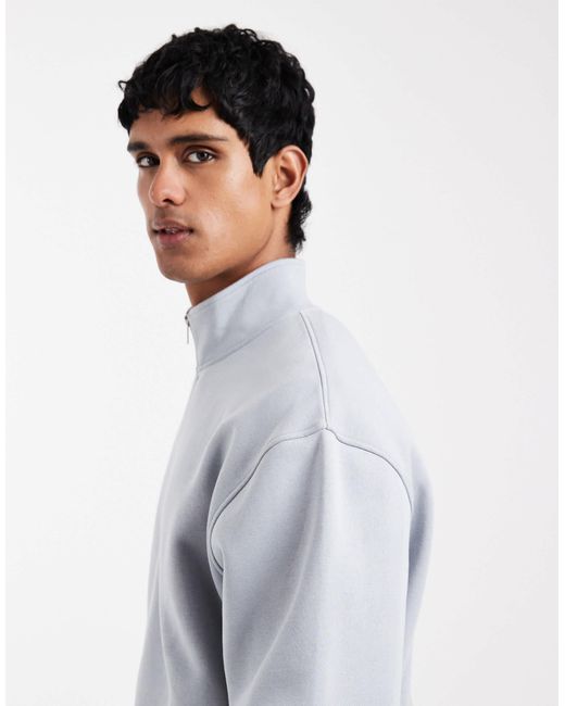 ASOS Gray Essentials Oversized Quarter Zip for men
