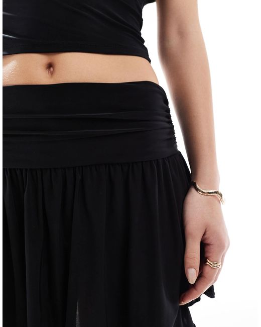 Mini-jupe d'ensemble drapée à taille basse - noir ASOS en coloris Black