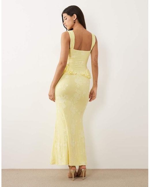 ASOS Natural Devore Maxi Dress With Corset Detail And Ties
