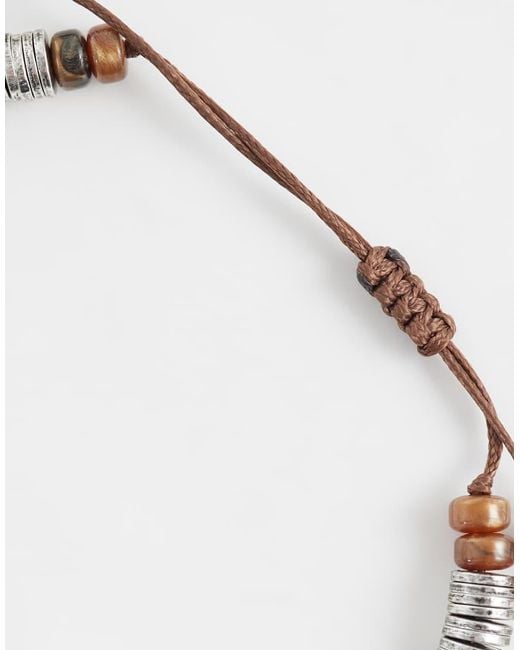 ASOS Metallic 2 Pack Brown And Beaded Bracelet for men
