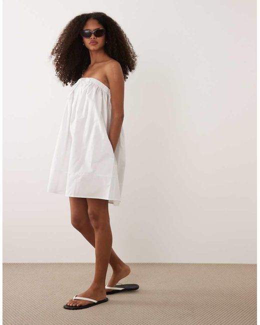ASOS White Bandeau Trapeze Mini Dress