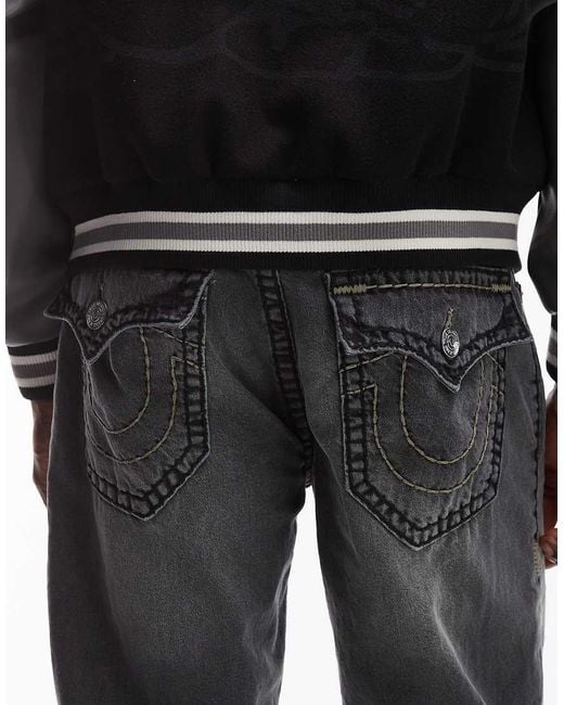 True Religion Black Bobby Super T Flap Pocket Baggy Jeans for men