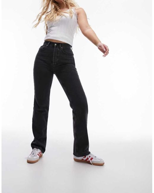 Topshop Hourglass Blue Hourglass Kort High Rise Straight Jeans