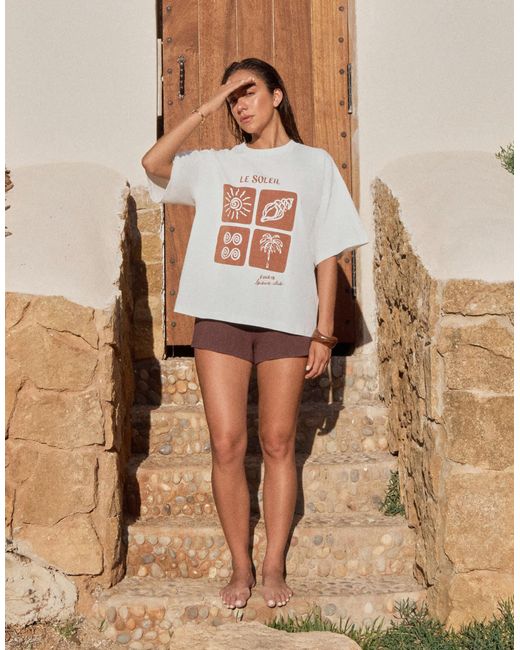 X luana barron - t-shirt oversize en coton à imprimé le soleil - cassé 4th & Reckless en coloris White