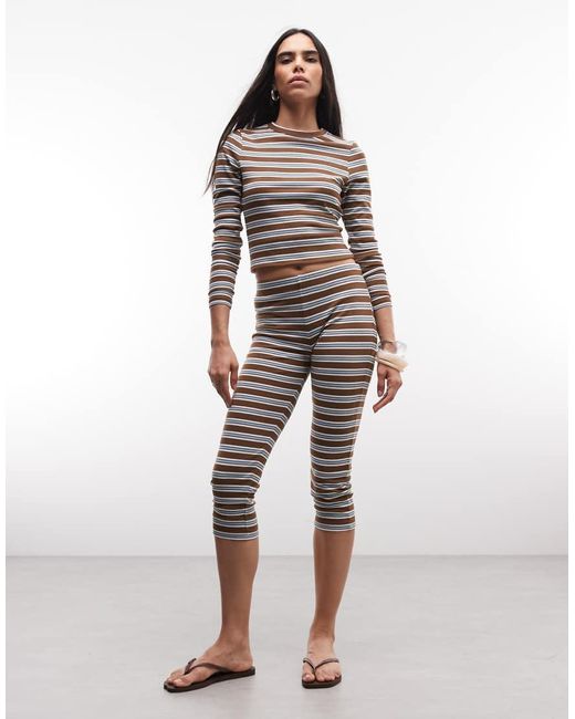 Collusion Multicolor Low Rise Stripe Capri