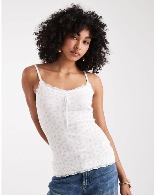 Hollister White – y2k – camisole-oberteil aus pointelle