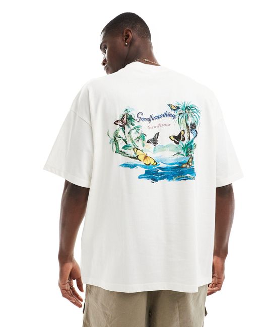 Good For Nothing White Tropical Graphic T-shirt for men