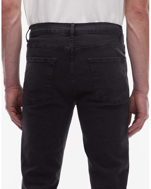 Vaqueros Negro Lavado Elásticos De Corte Pitillo De Topman de hombre de color Black