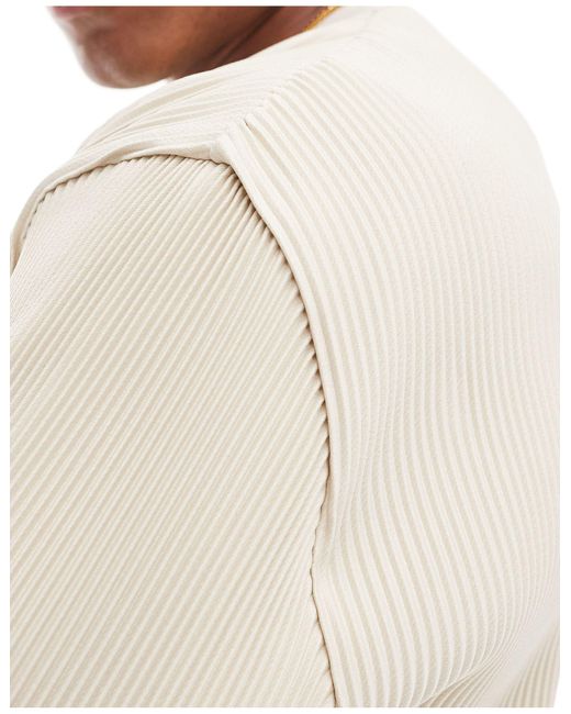ASOS – locker geschnittenes plissee-t-shirt in White für Herren