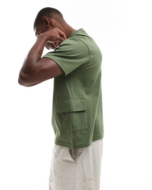 Another Influence Green Oversized Utility T-shirt for men