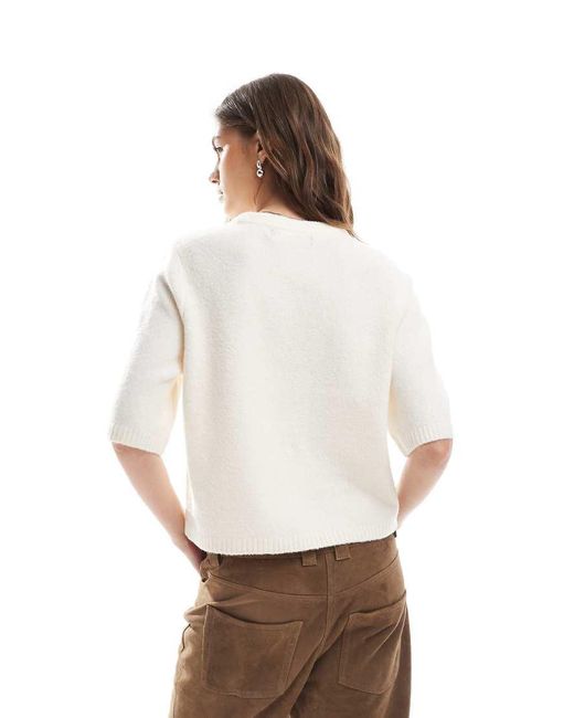 Vero Moda Rechte Zachte Gebreide Top Met Korte Mouwen in het White