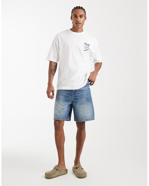 ASOS White Mid Length Denim Jorts for men