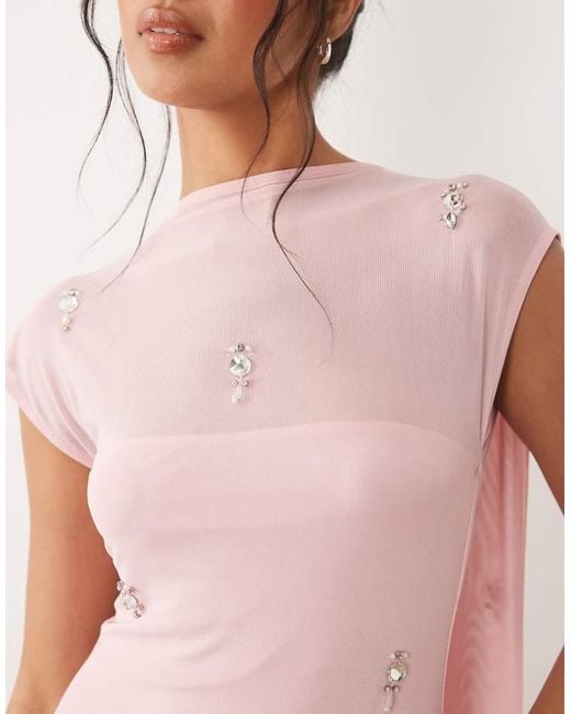 ASOS Pink Maxi Dress With All Over Scattered Embellishment