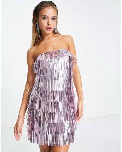 River Island Purple Fringed Sequin Mini Dress