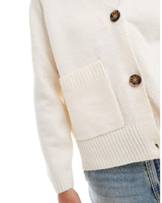 Vero Moda White V-Neck Button Down Cardigan