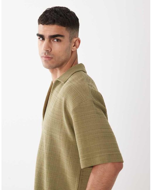 ASOS Green Oversized Polo With Open Neck for men