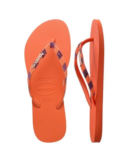 Havaianas Orange Slim Embellished Flip Flops