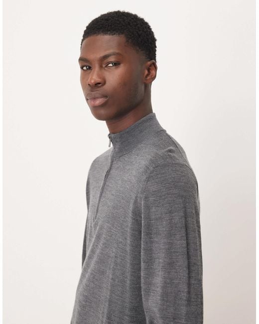 Mango Gray Knitted Half Zip for men