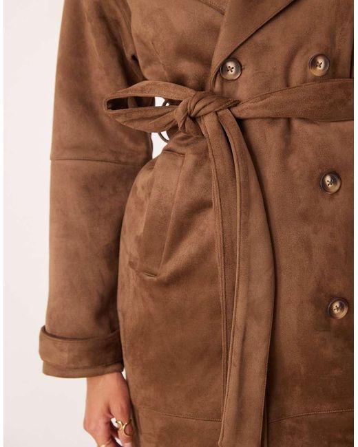 Cotton On Natural Faux Suede Trench Coat