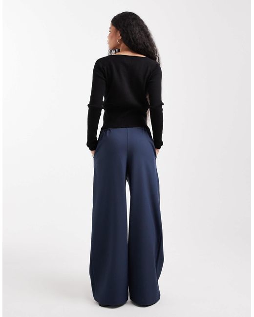 Asos design petite - pantalon décontracté coupe droite ajustée ASOS en coloris Blue