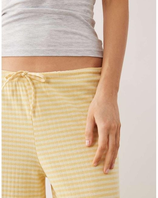 Gina Tricot Natural Supersoft Jersey Wide Leg Trousers With Drawstring Waist