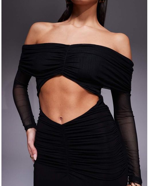 Aria Cove Blue Mesh Bandeau Cut Out Maxi Dress