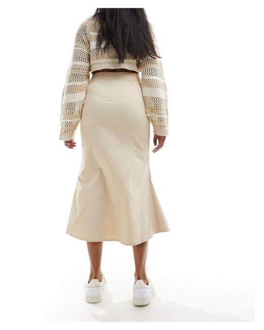 Reclaimed (vintage) White Linen Maxi Skirt With Y2k Belt