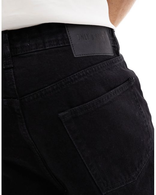 Short ample en denim Only & Sons pour homme en coloris Black
