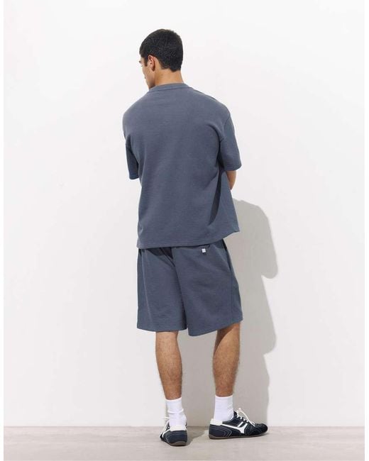 Pull&Bear Blue Short Sleeve Logo Sweatshirt for men