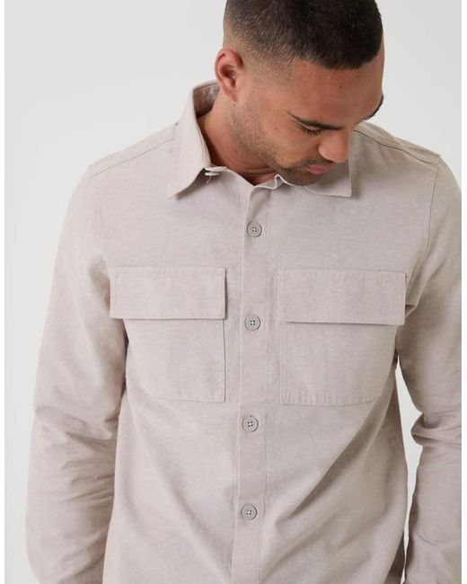 Threadbare Natural Linen Blend Lightweight Shacket for men