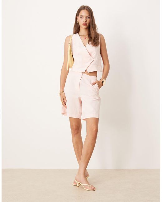 ASOS Natural Linen Blend Clean Bermuda Shorts