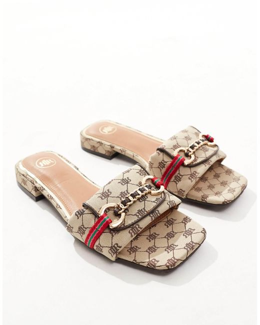 River Island Muiltjes Met Trens En Monogram in het Blauw Lyst NL