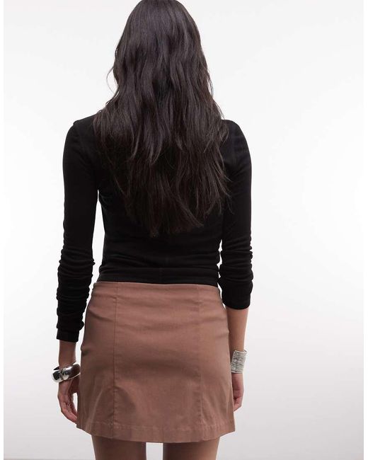 Monki Black Bengaline Mini Skirt