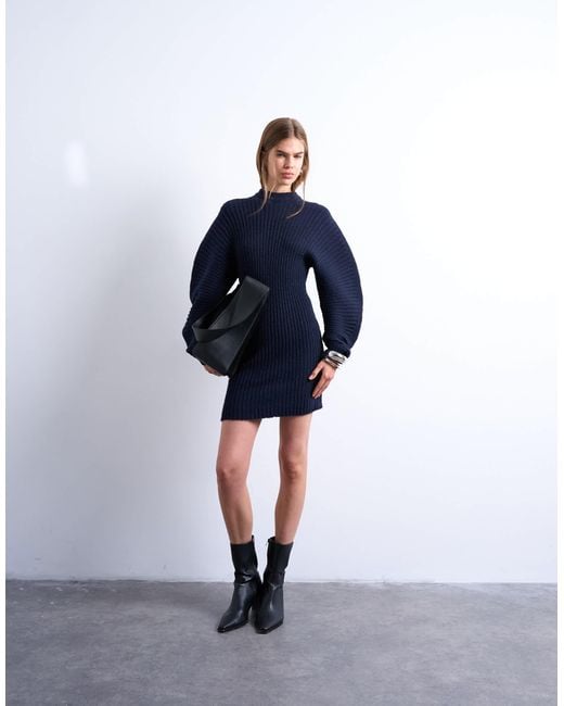 topshop knitted dress TOPSHOP Brown Knitted Ring Zip Midi Dress