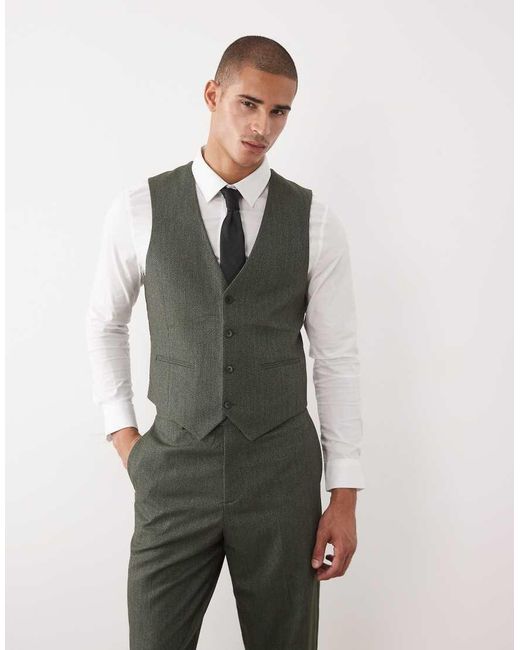 ASOS Green Slim Suit Waistcoat for men