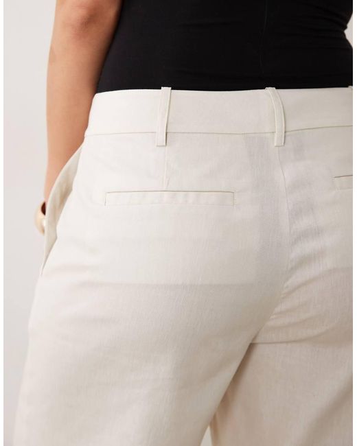 GOOD AMERICAN Natural Linen Mid Rise Relaxed Wide Leg Trouser