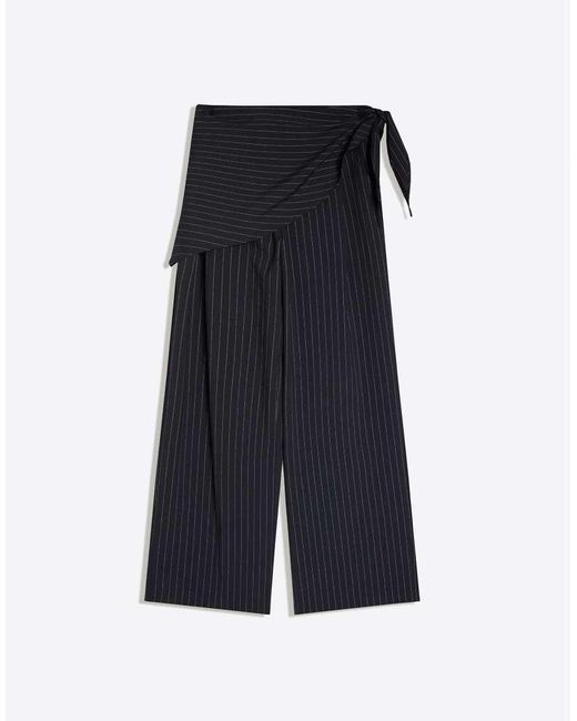 Bershka Blue Tailored Fit Scarf Trousers