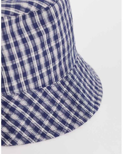 ASOS Blue Check Bucket Hat for men