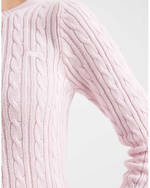 Hollister White Slim Cable Knit Jumper