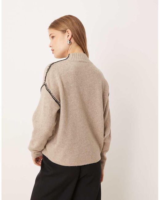 Vila Natural Contrast Trim Knitted Jumper