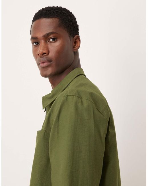 ASOS Green Overshirt With Pocket Details for men